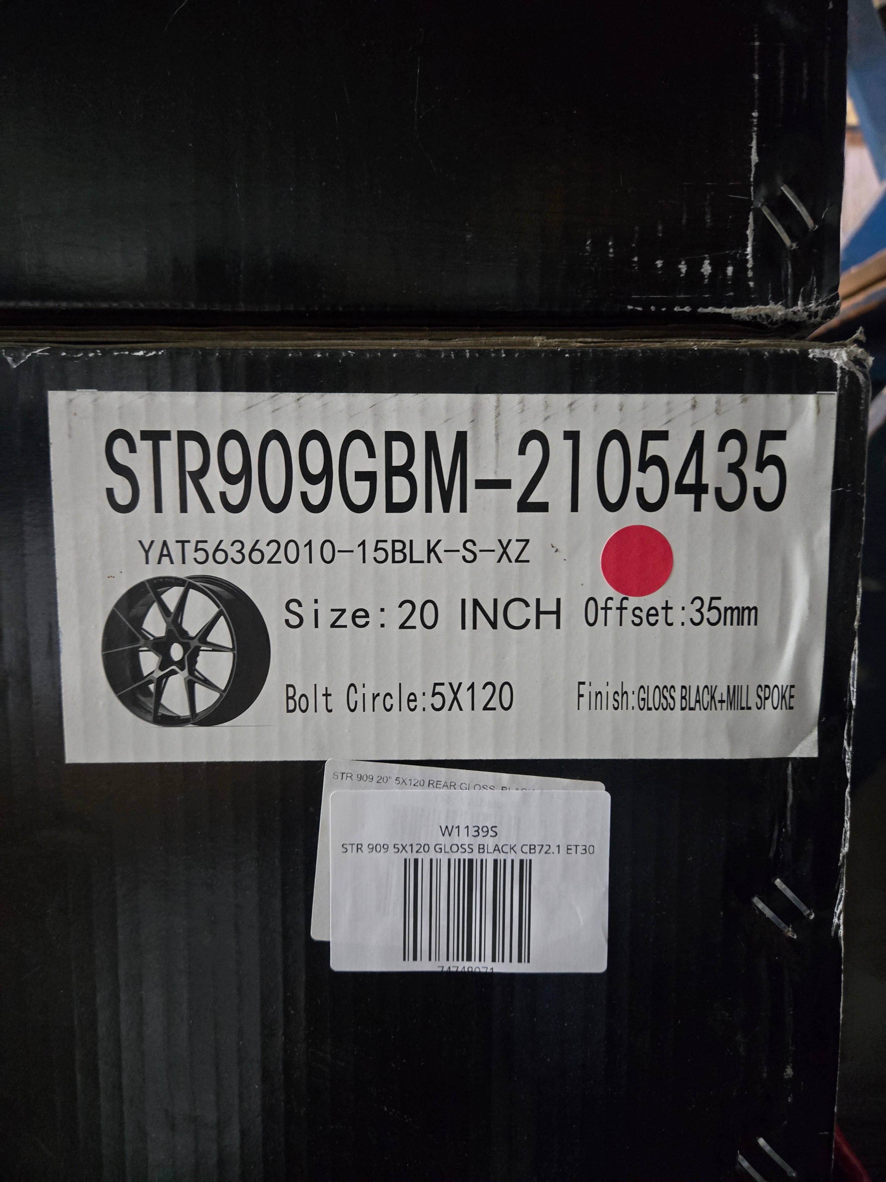 STR 909 20X8.5 5X120 GLOSS BLACK CB72.1 ET35