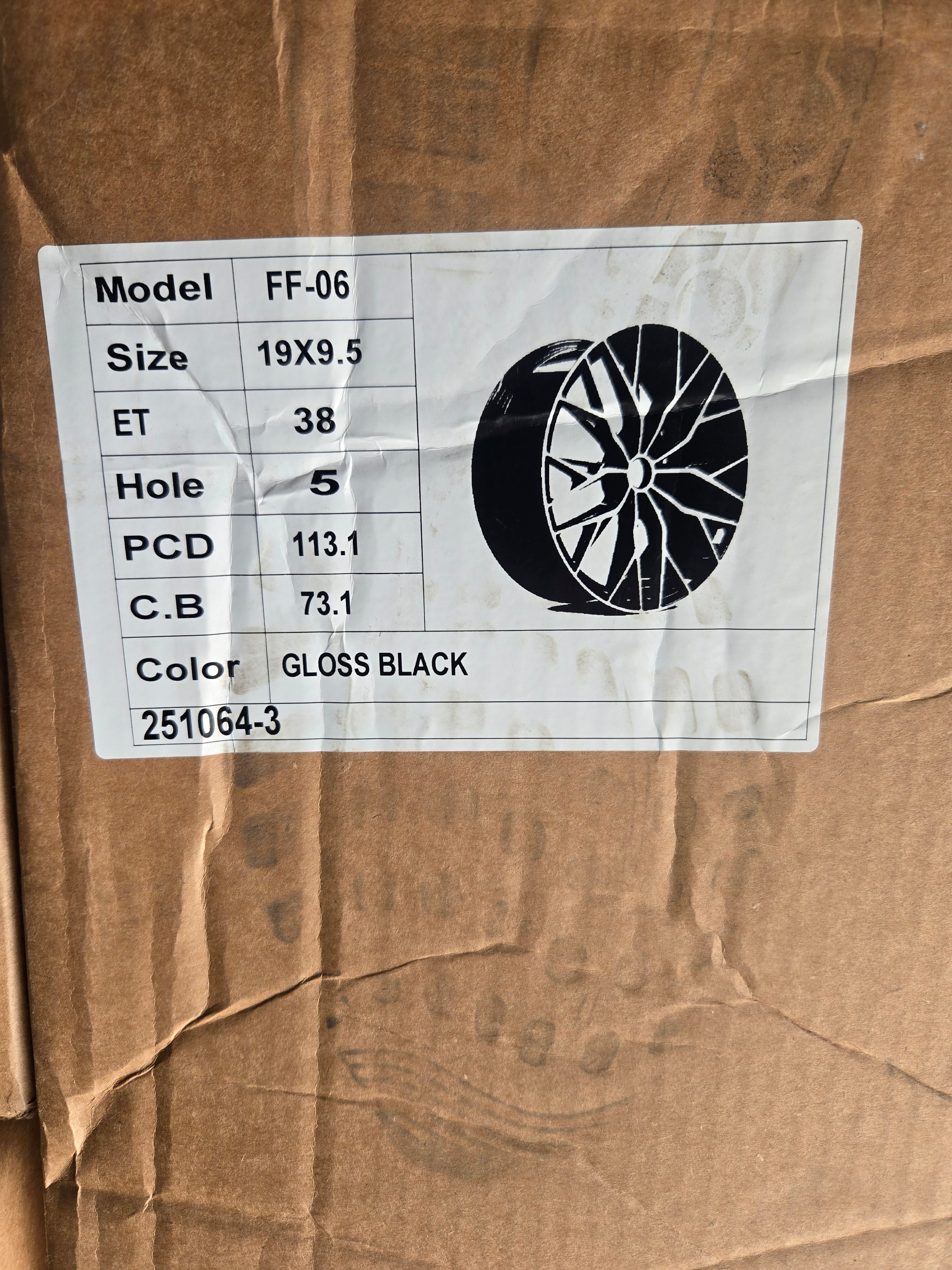 PEGASUS FF-06 19x9.5 5x112 5x114.3 GLOSS BLACK CB73.1 ET38