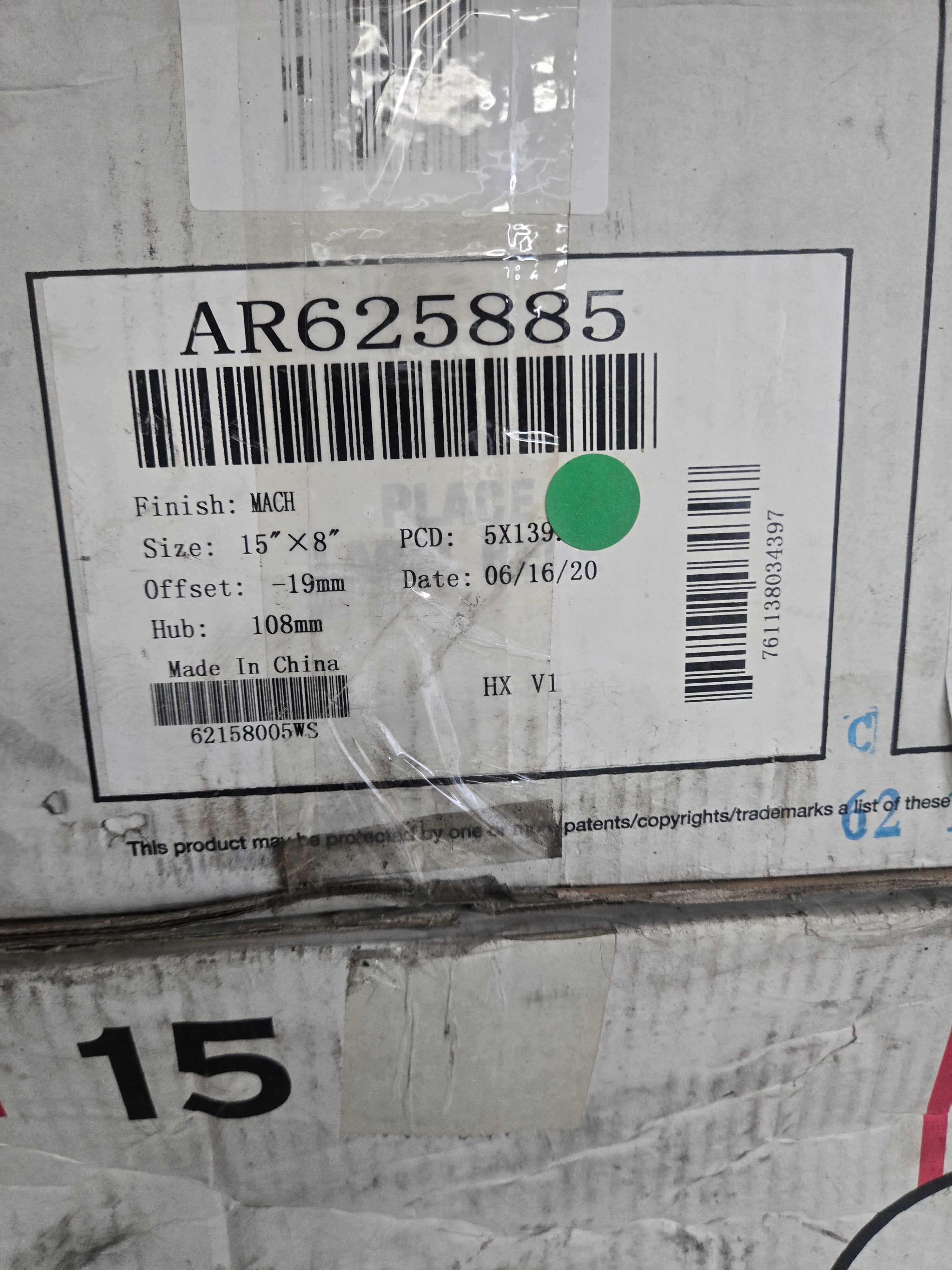 AR625885 15X8.0 5X139.7 MACHINED FACE CB108 ET19