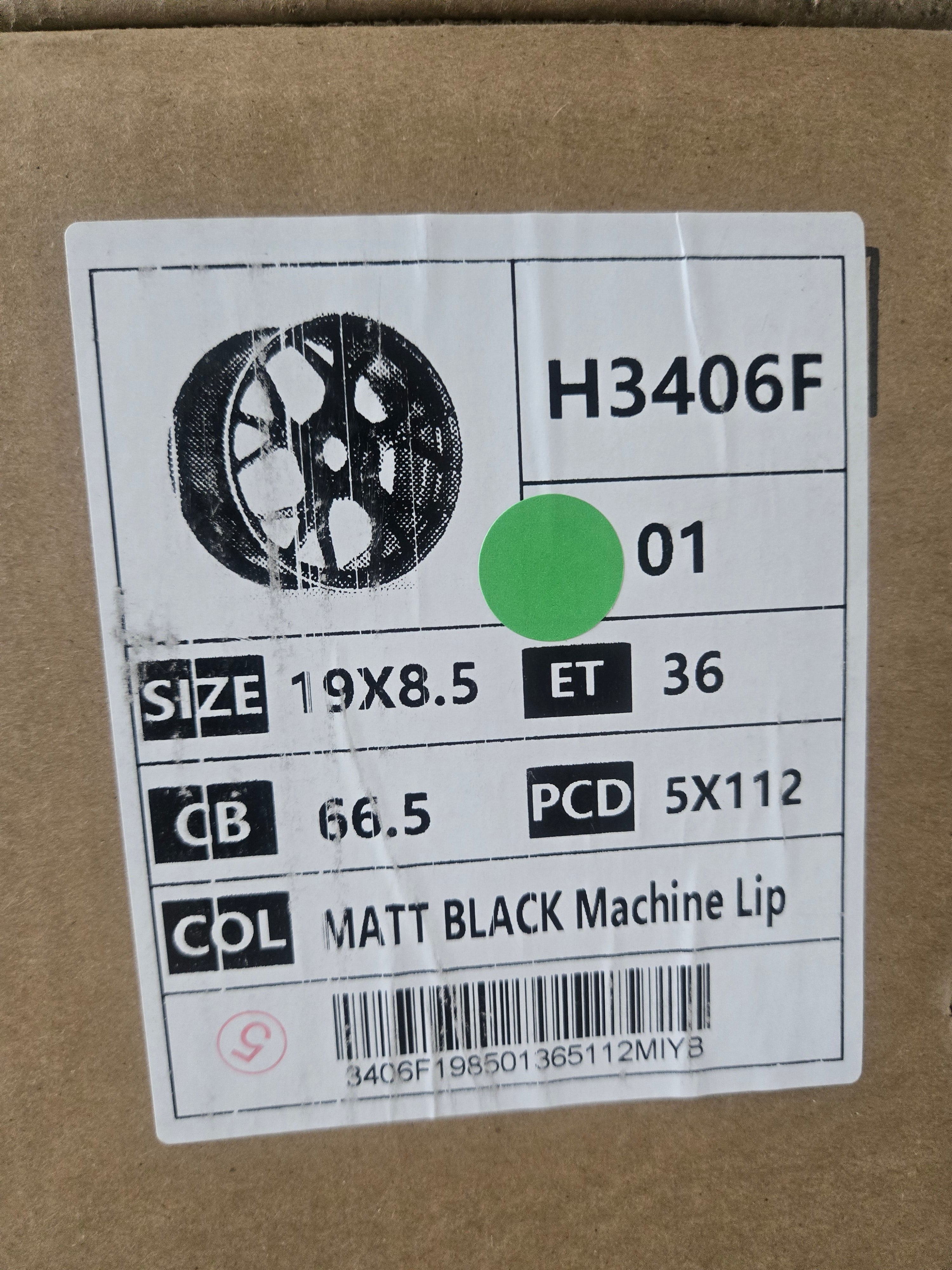 H3406F 19X8.5 5X112 MATTE BLACK MACHINED FACE CB66.6 ET36