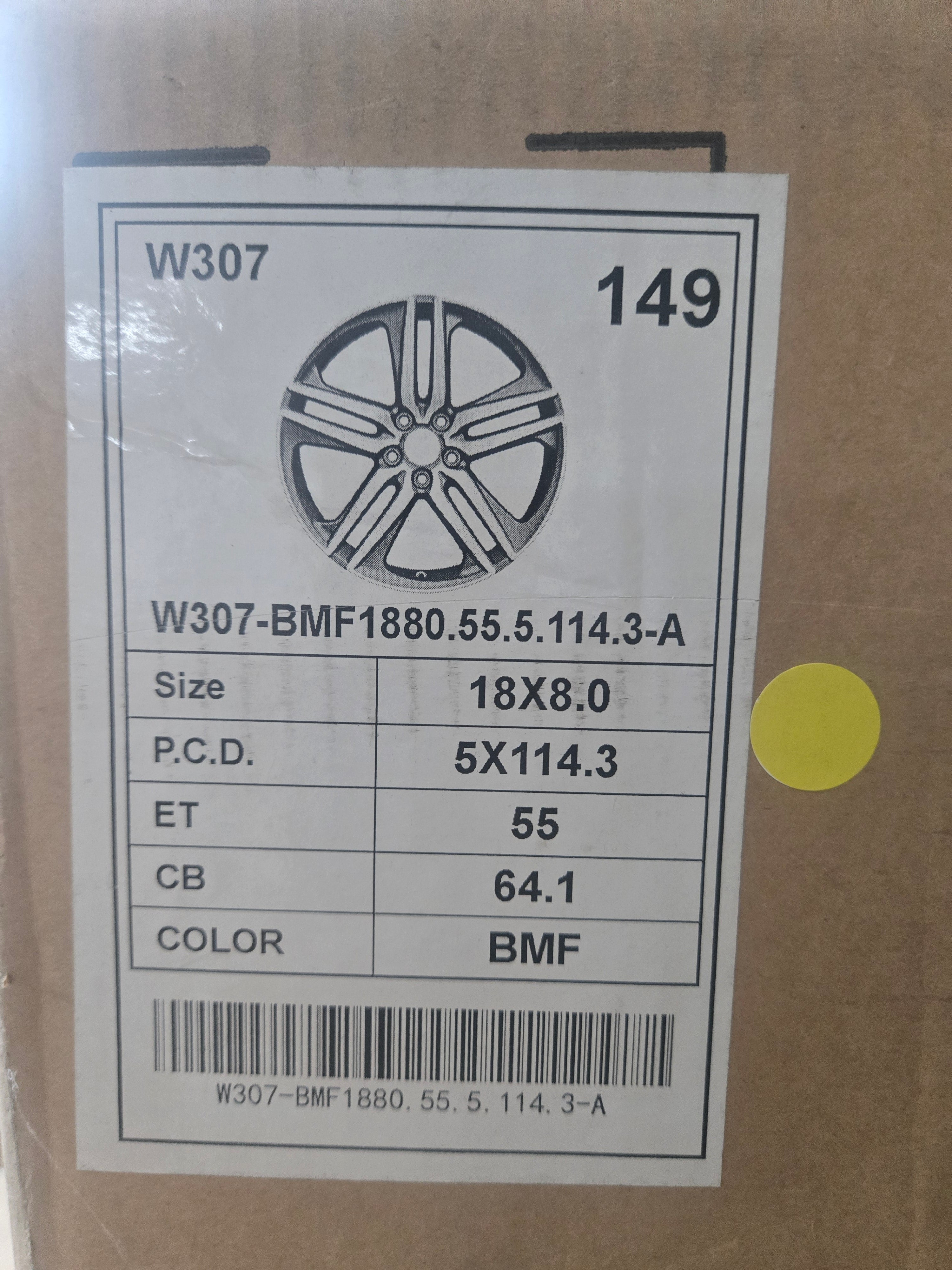 W307 18X8 5X114.3 BLACK MACHINES FACE CB73.1 ET55