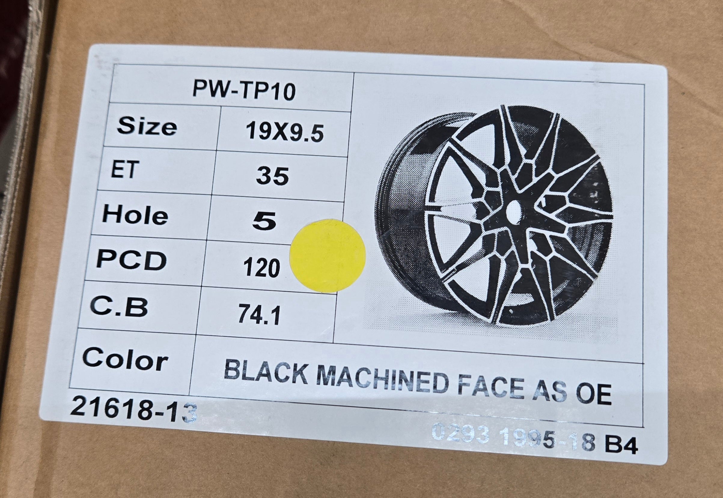 PW-TP10 19X9.5 5X120 BLACK MACHINED FACE CB74.1 ET35