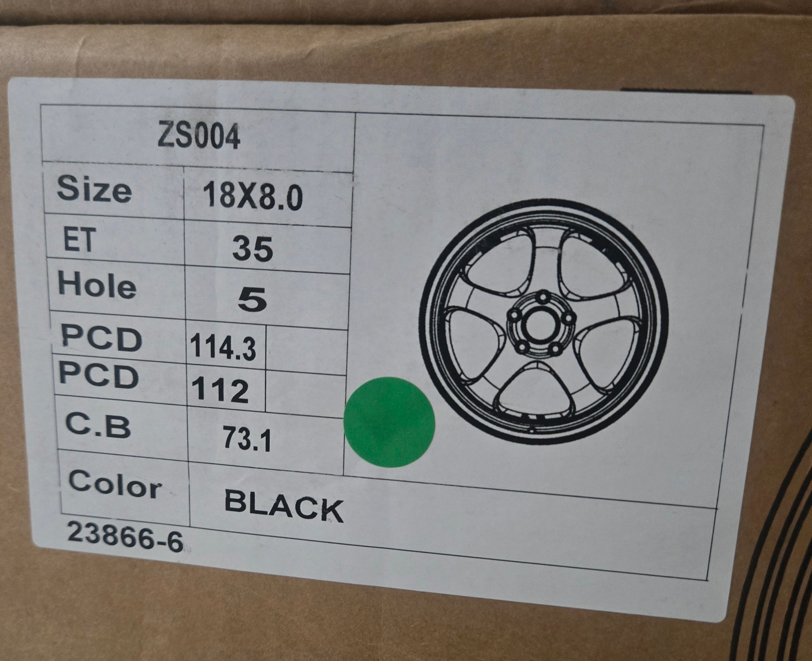 ZS004 18X8.0 5X112 5X114.3 PIANO BLACK CB73.1 ET35