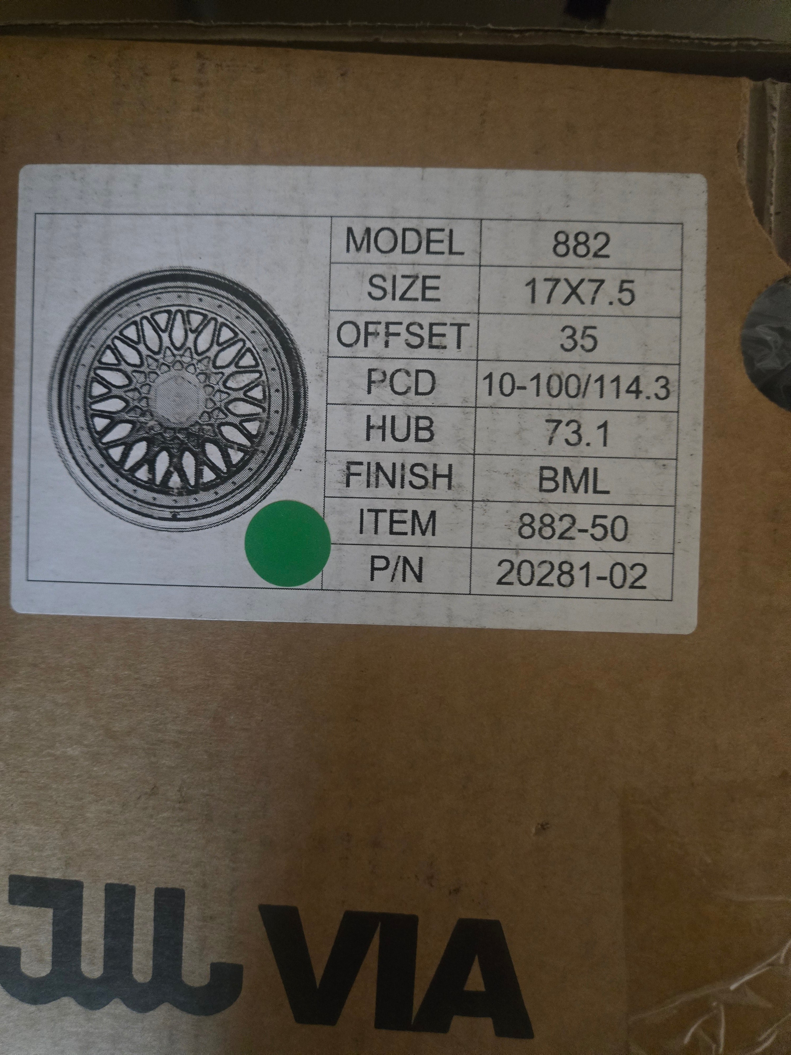 882 17X7.5 5X100 5X114.3 BLACK MACHINED FACE CB73.1 ET35