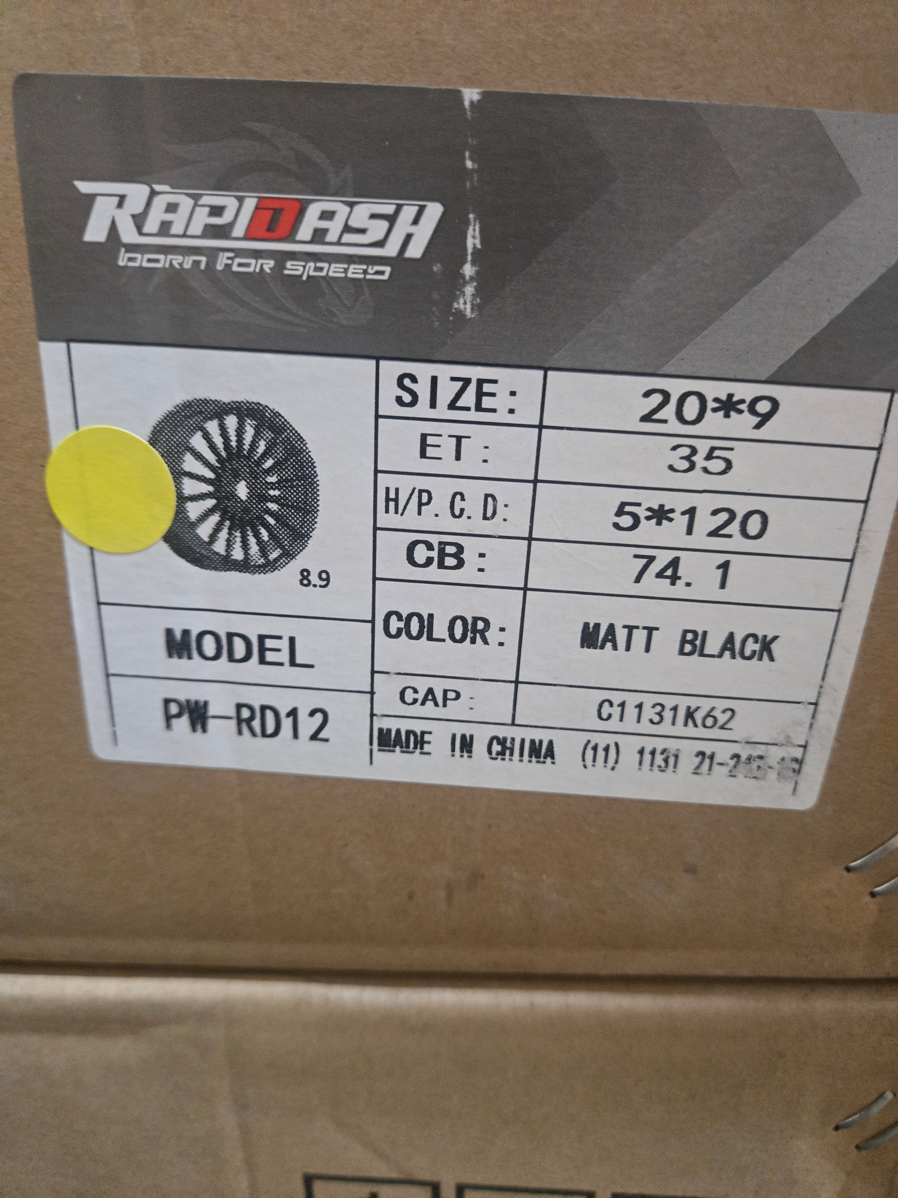 PW-RAPIDASH-RD12 WHEELS 20x9 5X120 MATT BLACK