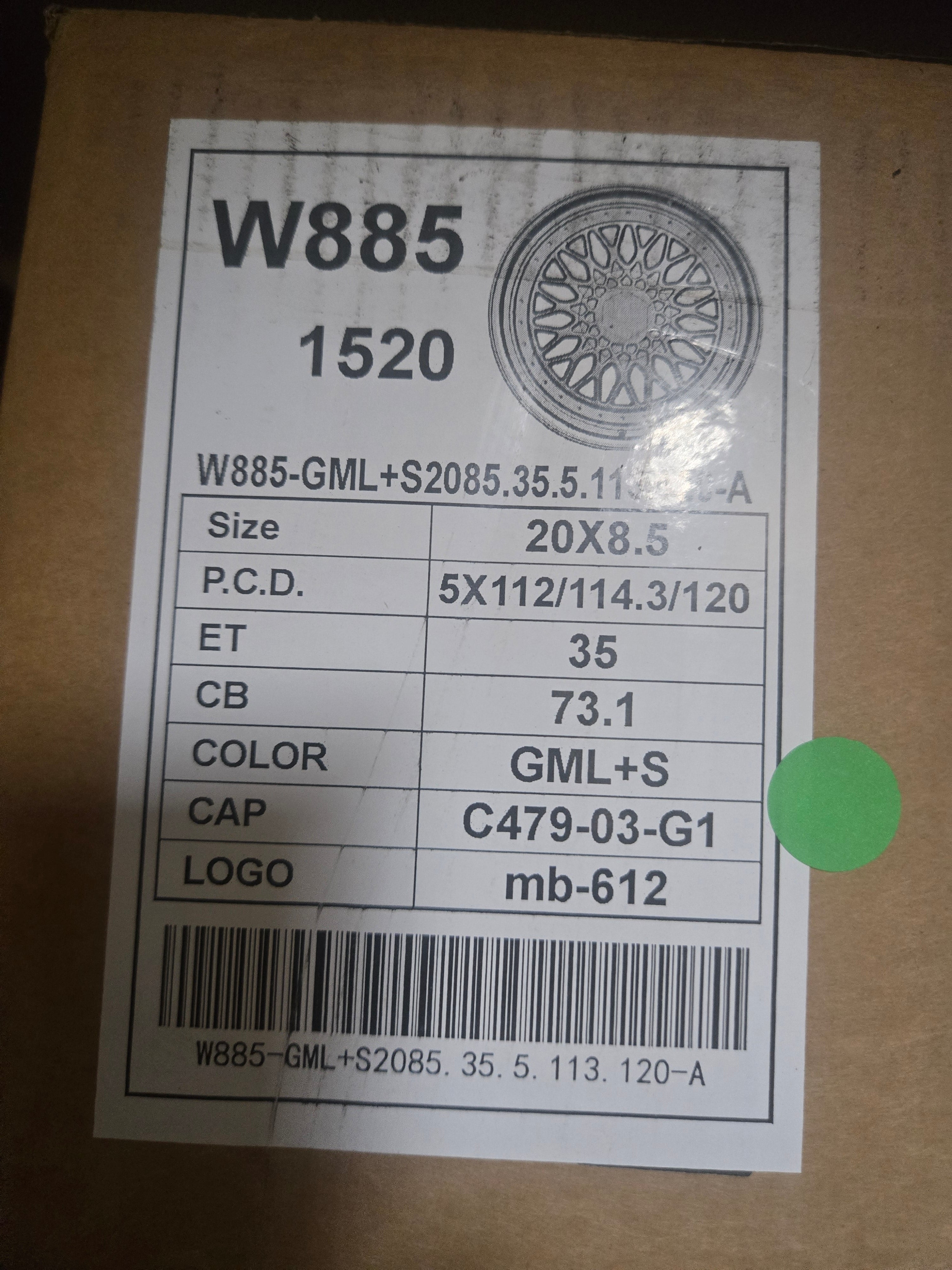 W885 20X8.5 5X112 5X114.3 5X120 GUNMETAL MACHINED LIP CB73.1 ET35