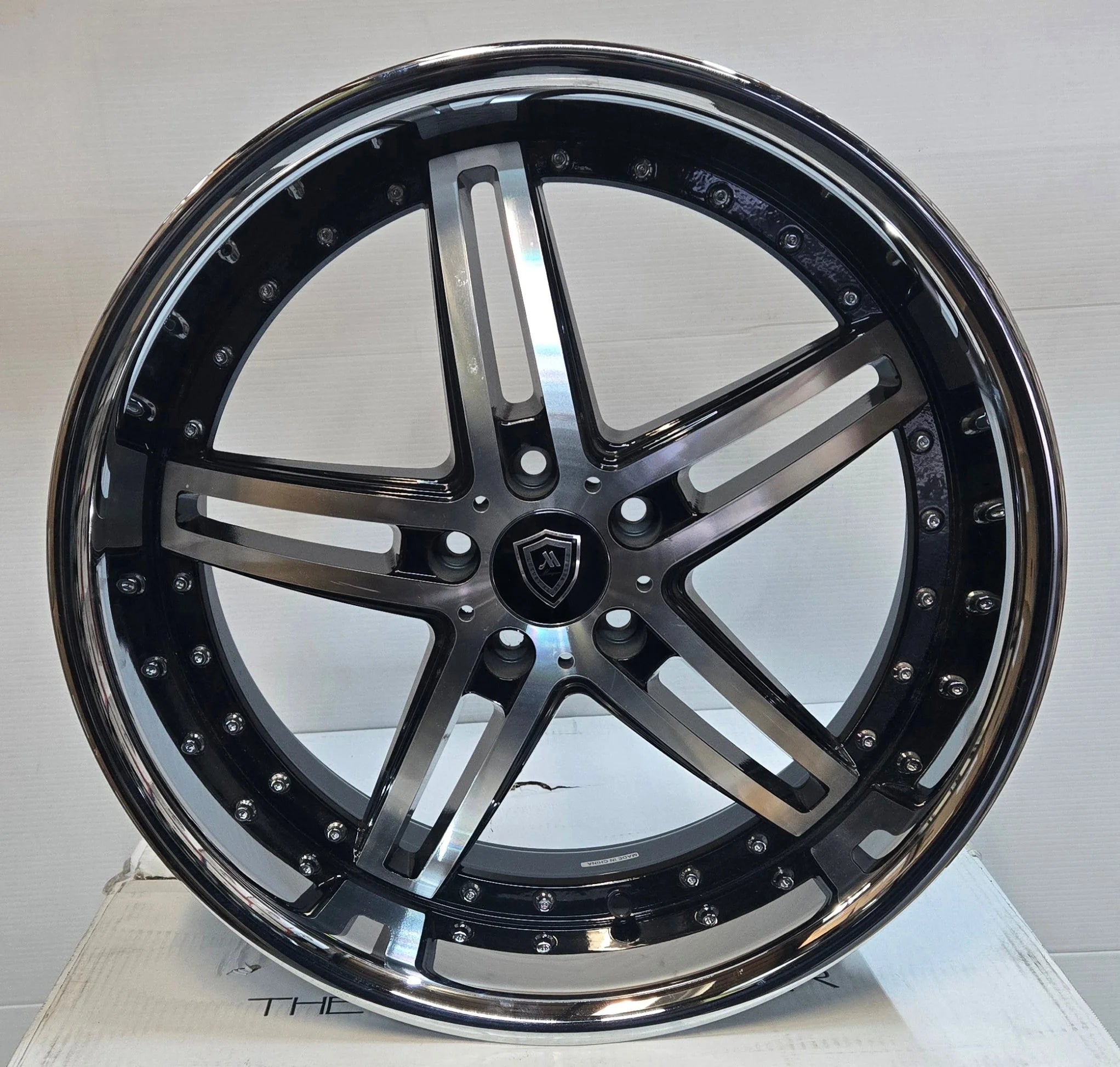 5329A 20X9.5 5X112 BLACK POLISH STAINLESS LIP CB66.1 ET35