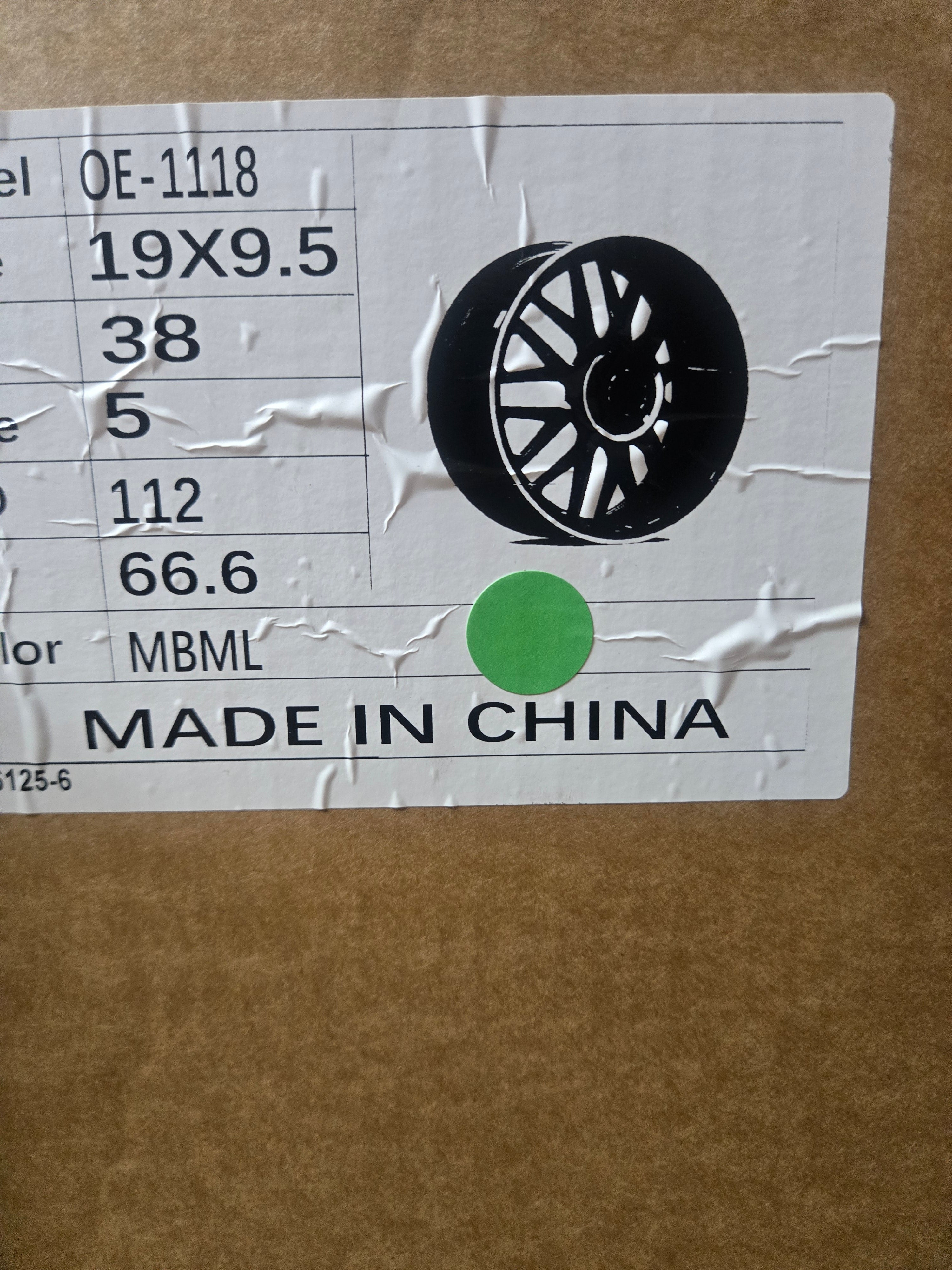 OE-1118 19X9.5 5X112 MATTE BLACK NCB66.6 ET38