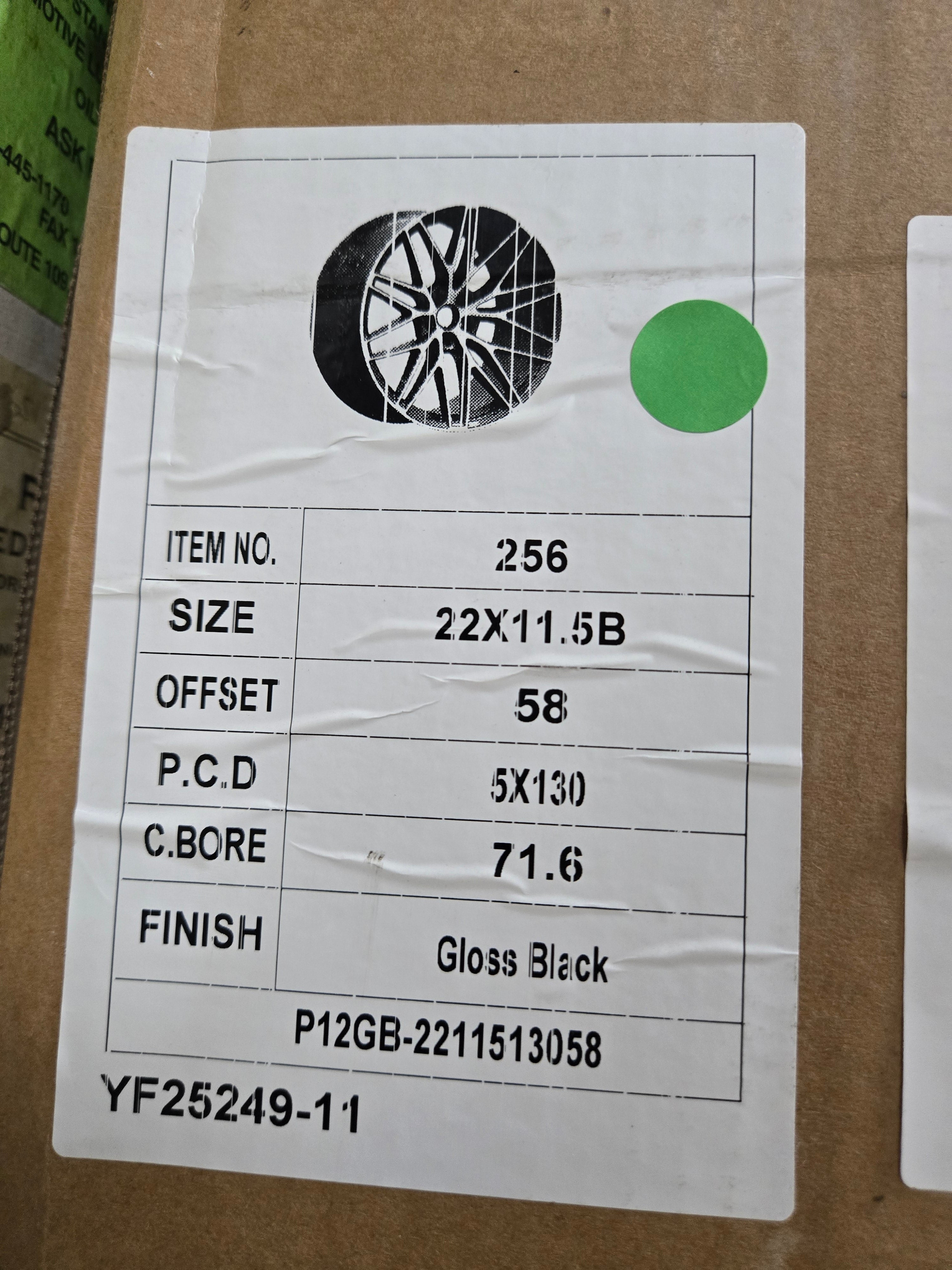 OE-0397 256 22X11.0 5X130 PIANO BLACK CB71.1 ET58