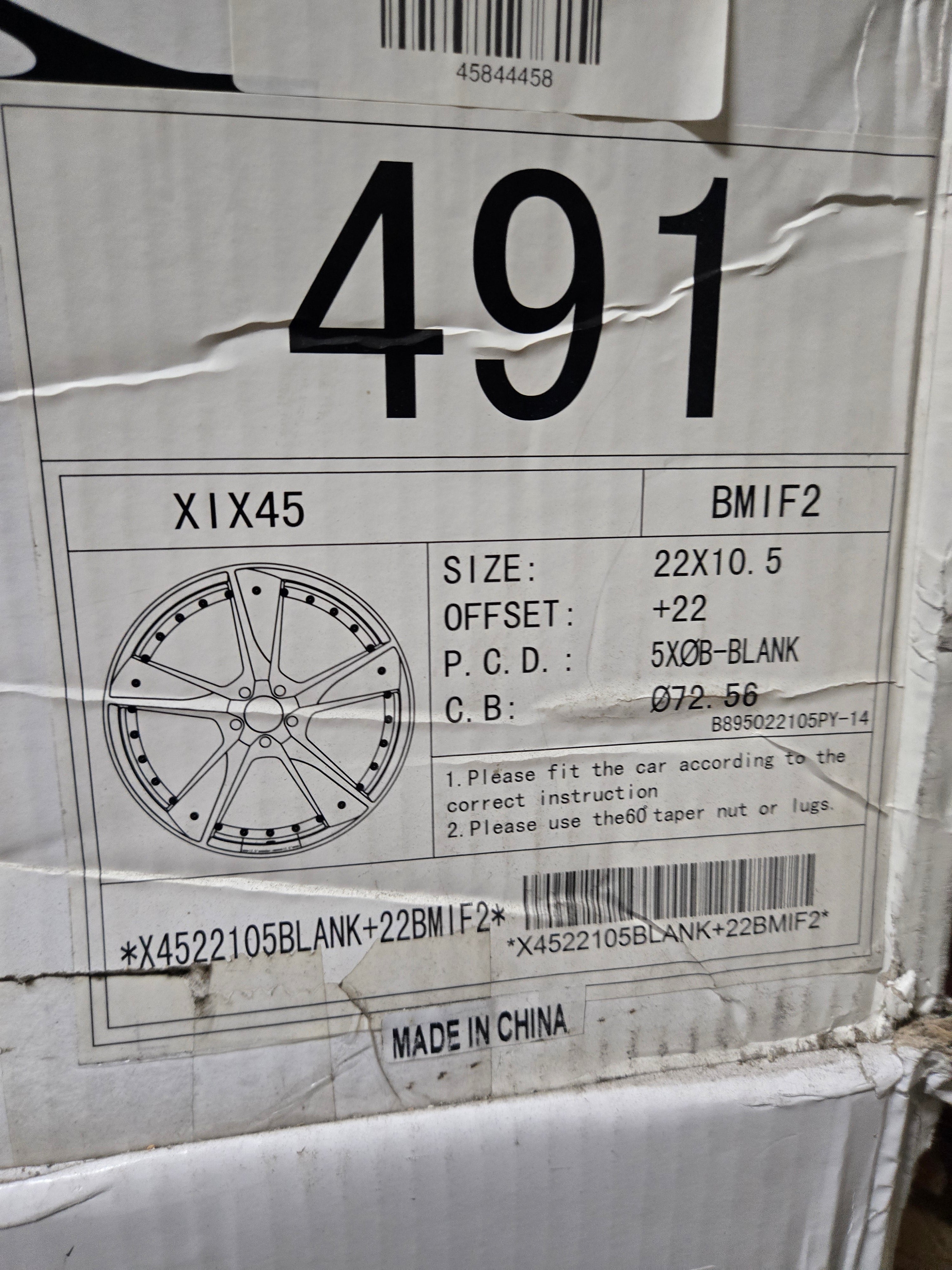 XIX X45 22x10.5 blank BLACK MACHINED FACE CB72.1 ET22