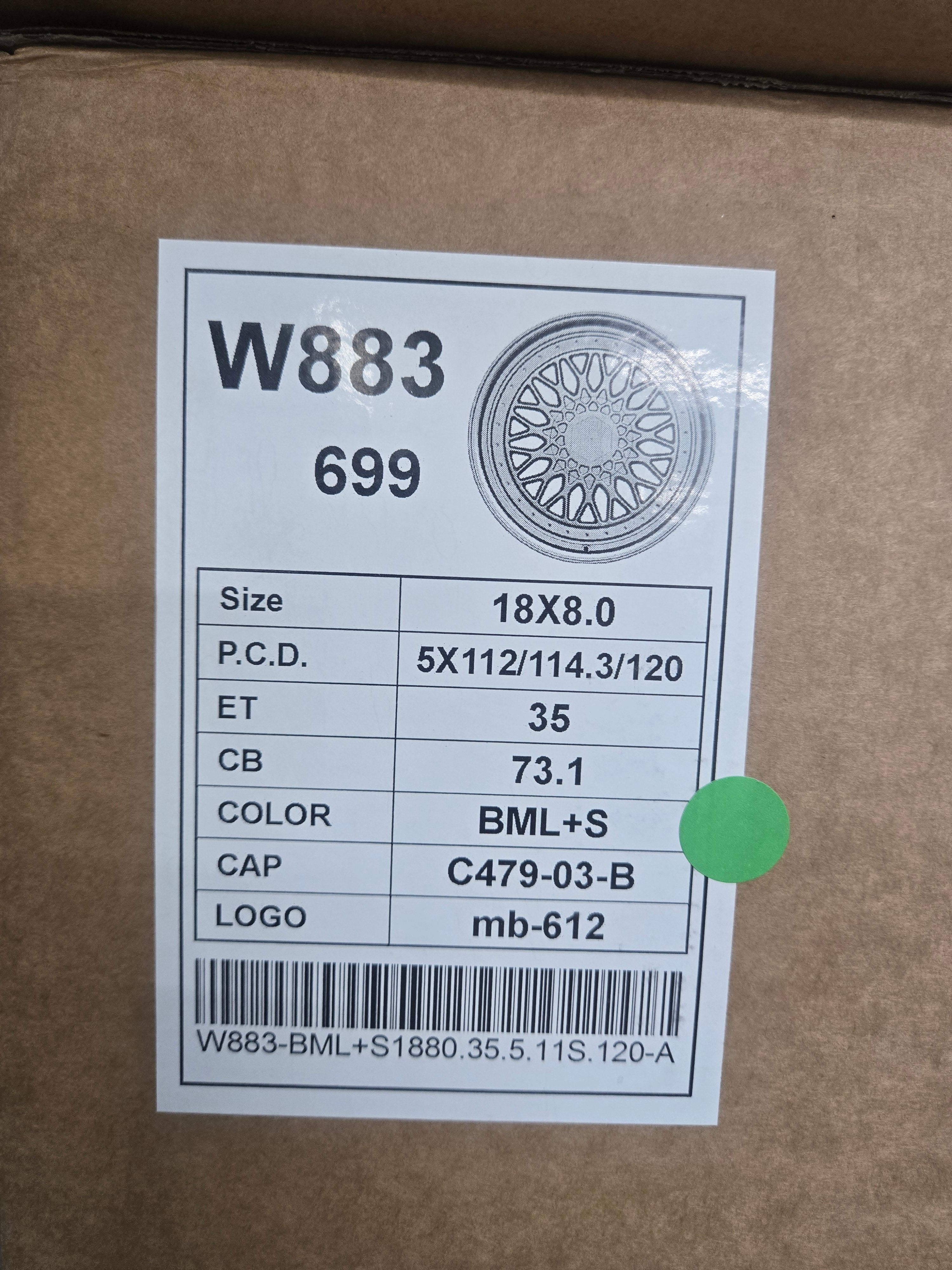 W881 19X8.5 5X112 5X114.3 5X120 BLACK MACHINED LIP CB73.1 ET35
