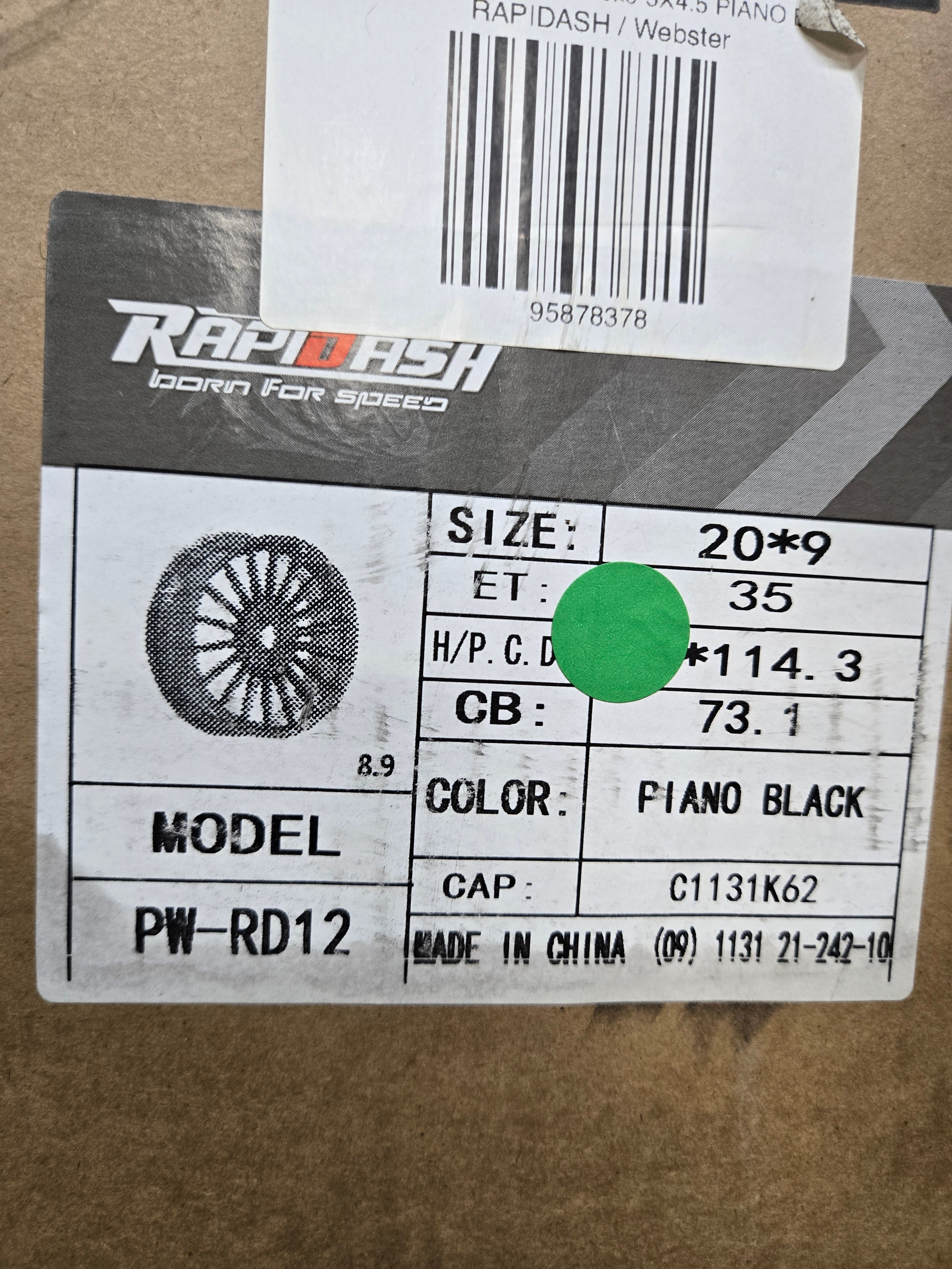 PW-RAPIDASH-RD12 WHEELS 20x9 5X4.5 PIANO BLACK
