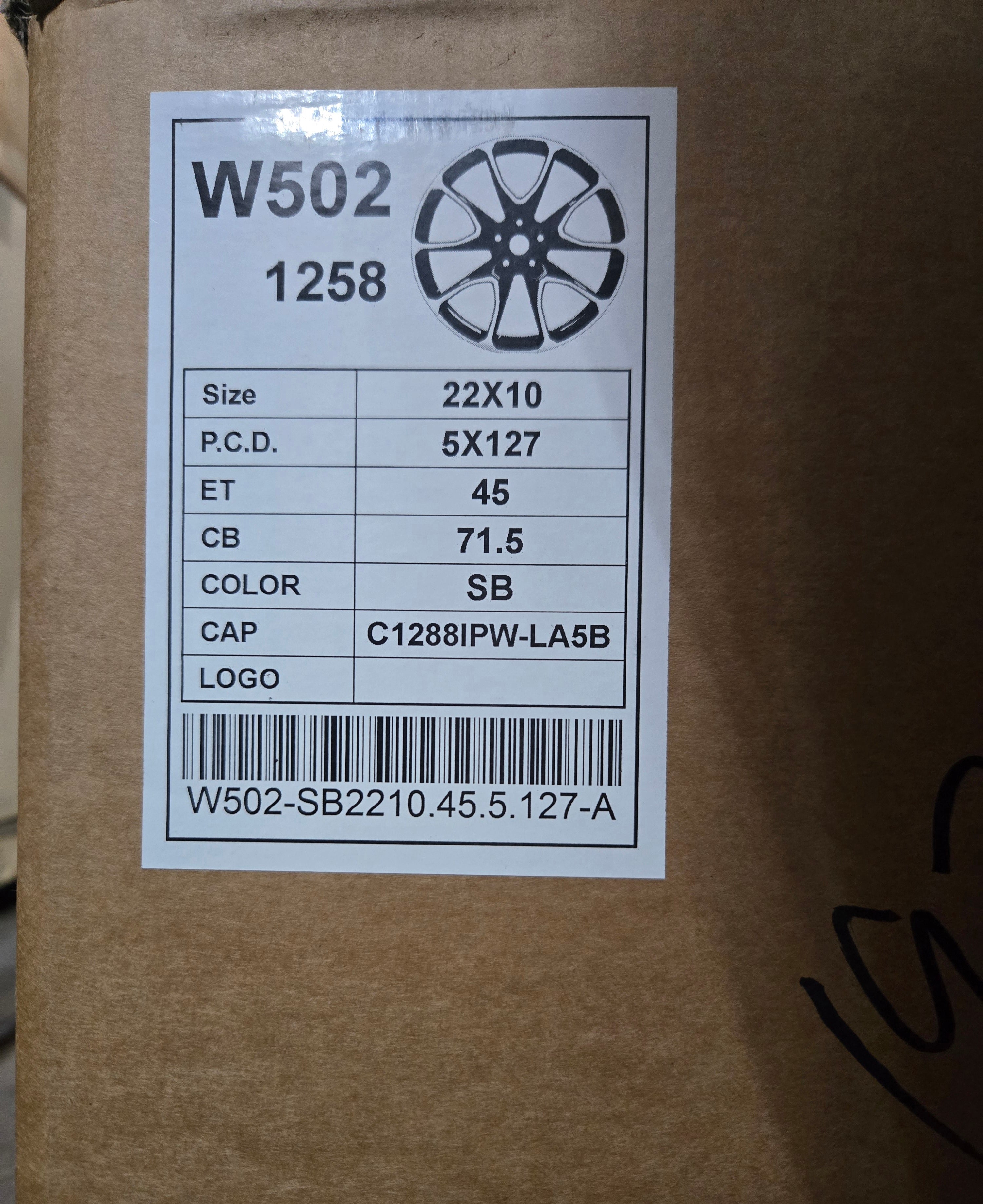 W502 22X10.0 5X127 SATIN BLACK CB71.6 ET45