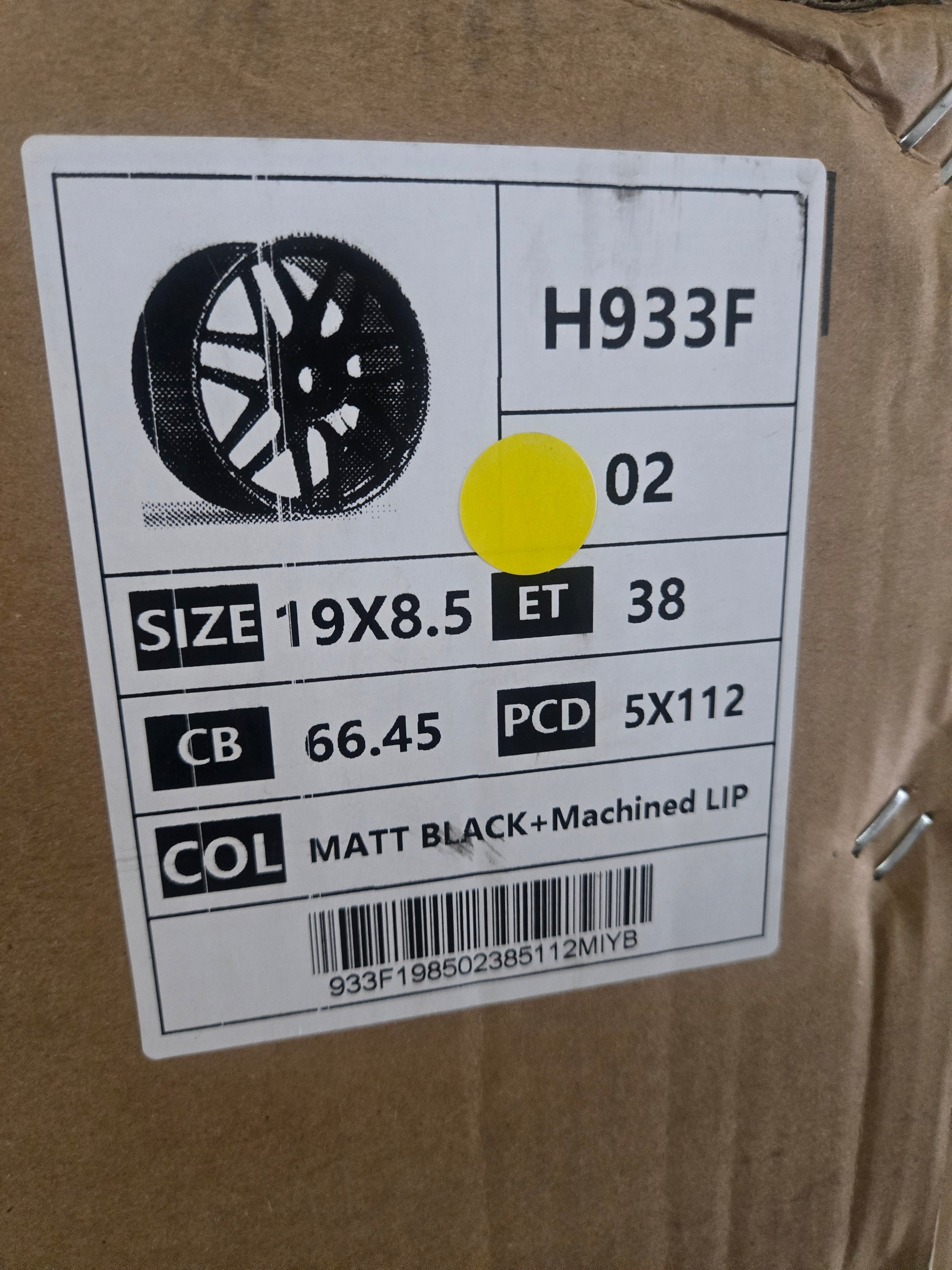 H933F 19X8.5 5X112 MATTE BLACK MACHINED RING CB66.1 ET35