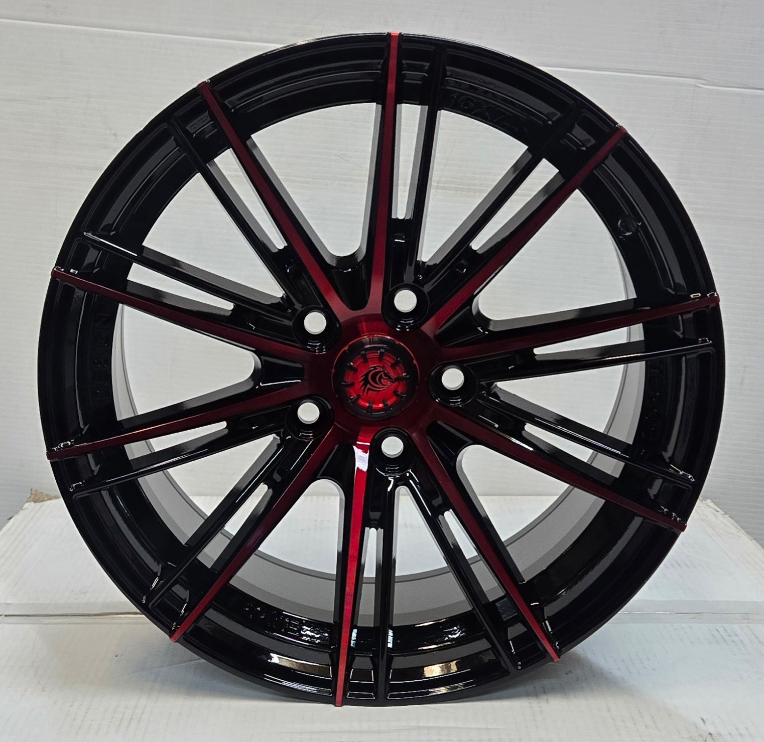 RAPIDASH RD30 16X7.5 5X108 PIANO BLACK RED FACE RED UNDER CUT CB73.1 ET35