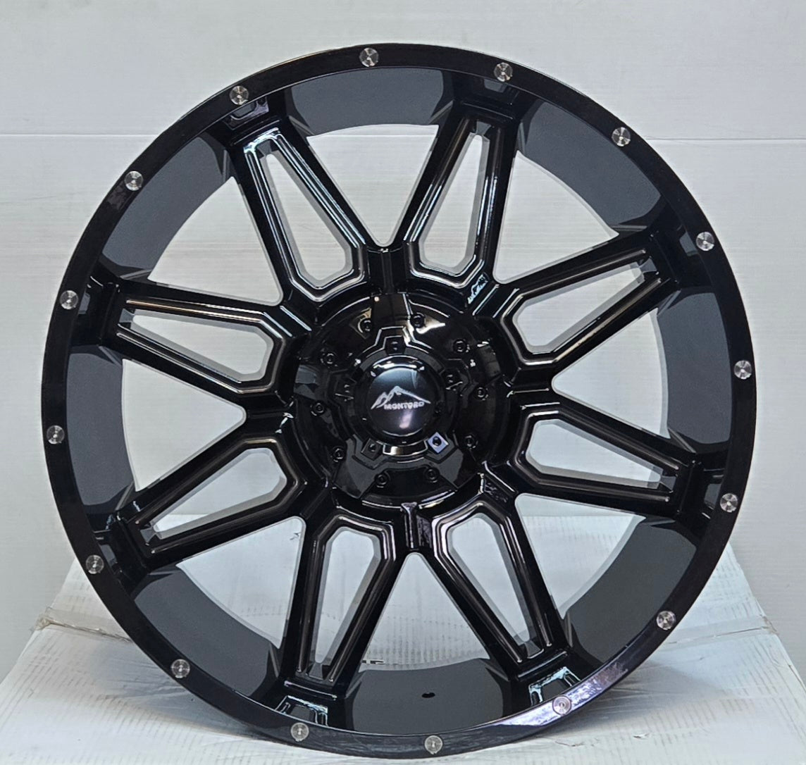 M12 22X10.0 6X135 6X139.7 BLACK MILLING DARK TINT MACHINED CB87 ET12