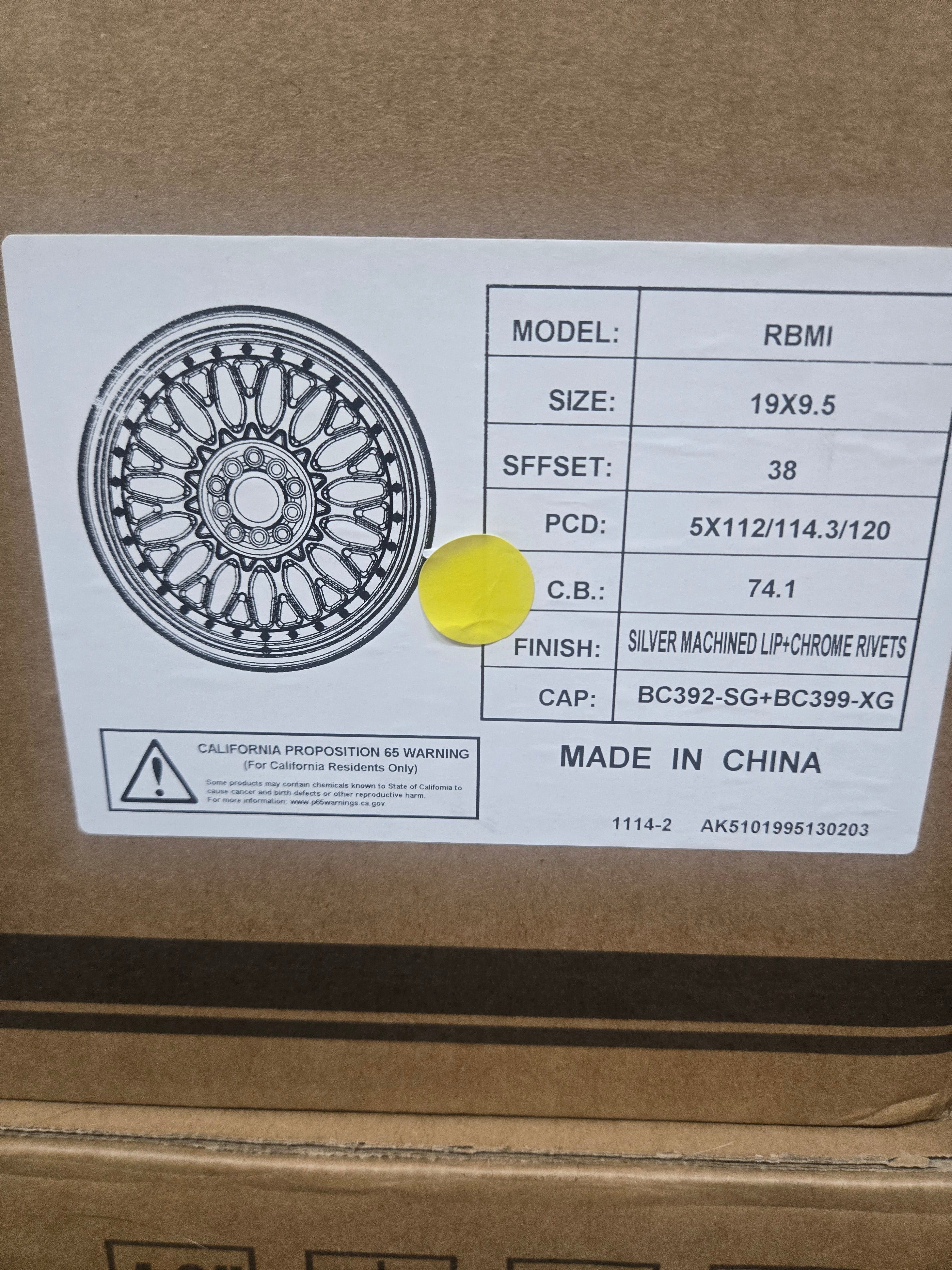 RBM1 19X9.5 5X112 5X114.3 5X120 SILVER MACHINED LIP CB74.1 ET38