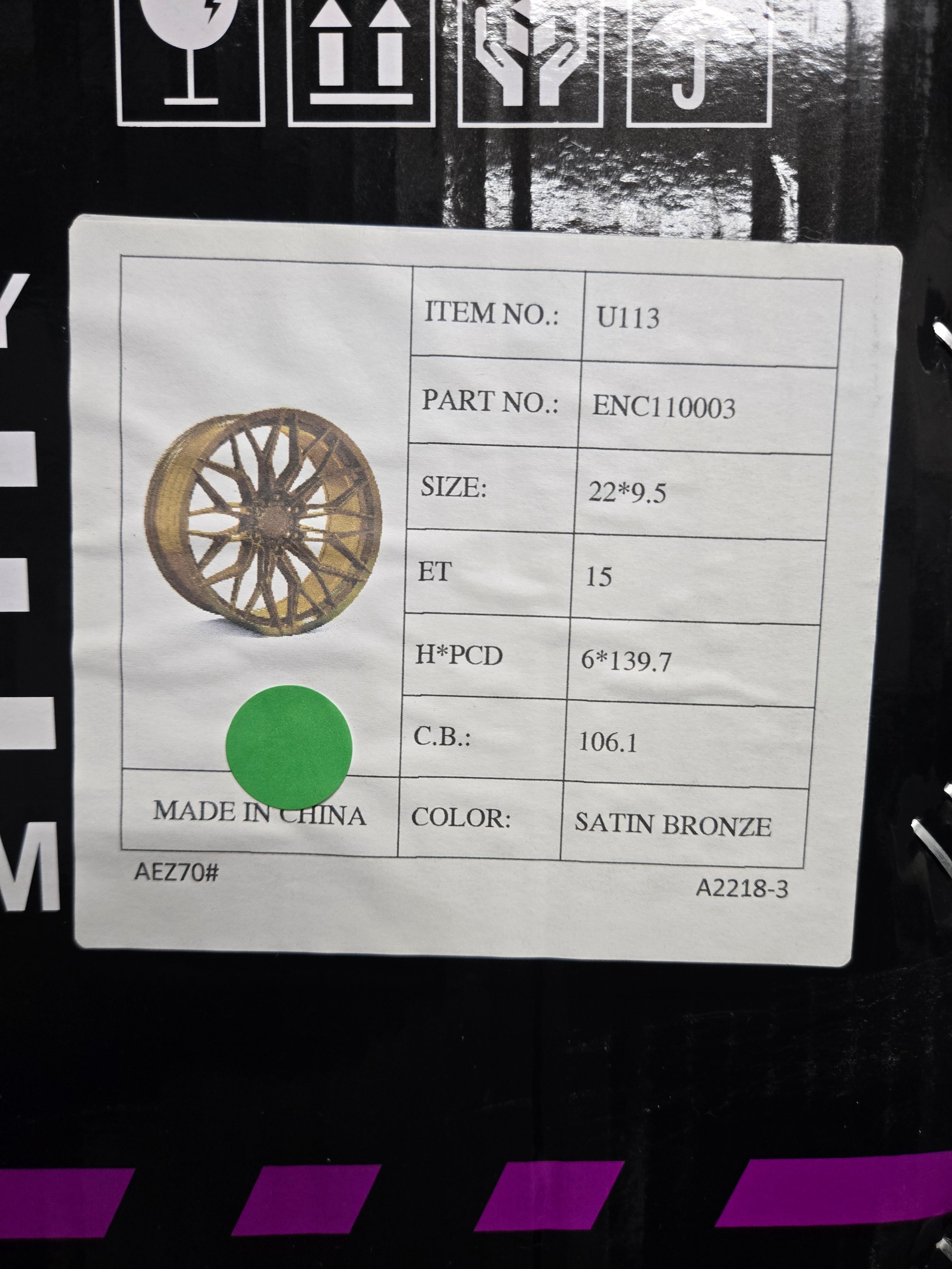 ENCORE U113 22x9.5 6x139.7 SATIN BRONZE CB106.1 ET15