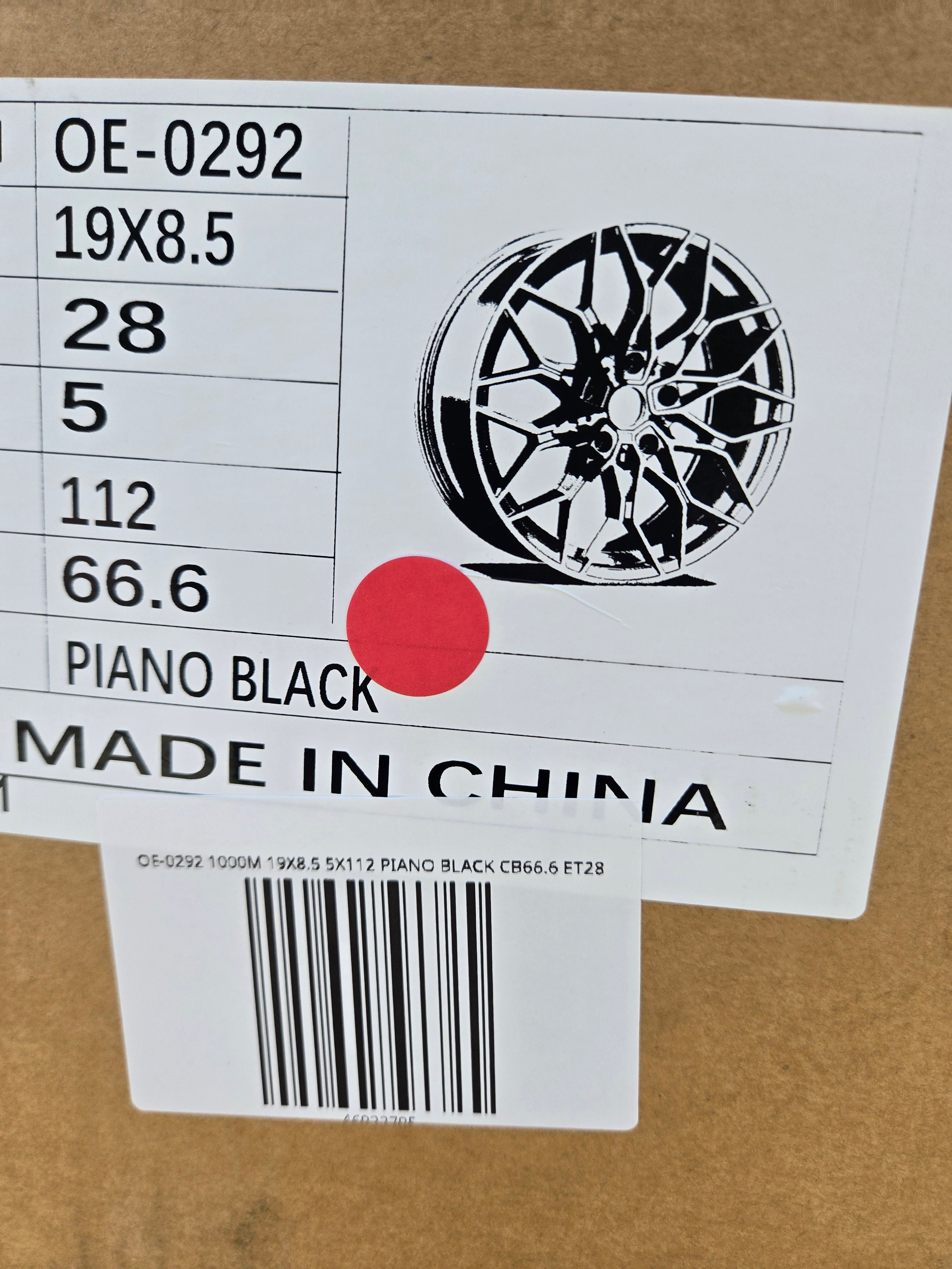 OE-0292 1000M 19X8.5 5X112 PIANO BLACK CB66.6 ET28