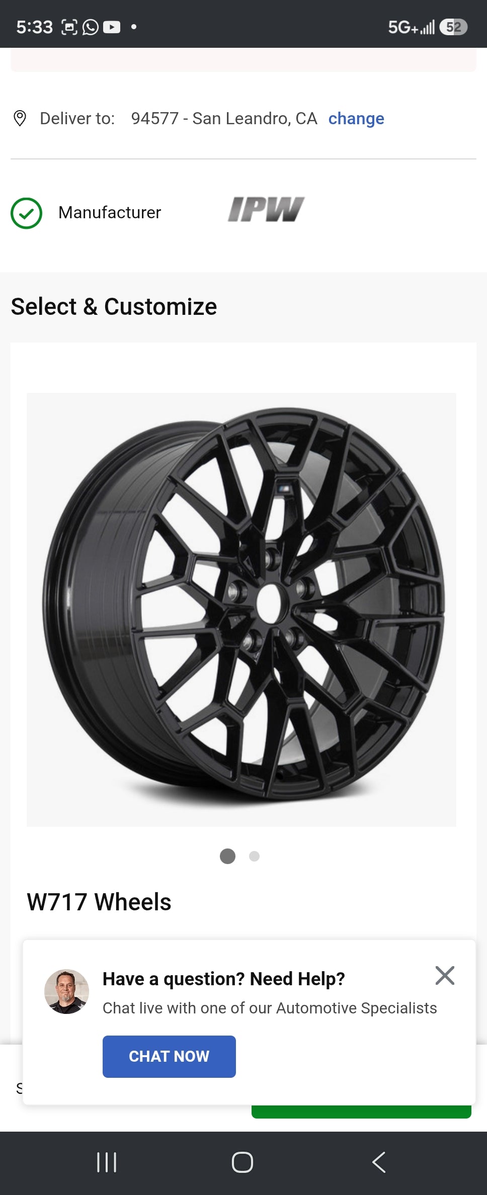 W717 20X9.5 5X120 GLOSS BLACK CB72.1 ET37