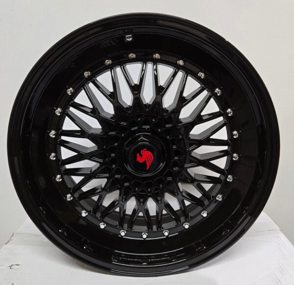 1101 SUPER TRIPLE LIP STYLE 18×8.5 5×112 / 5×114.3 / 5×120 FULL GLOSS BLACK CHROME RIVETS