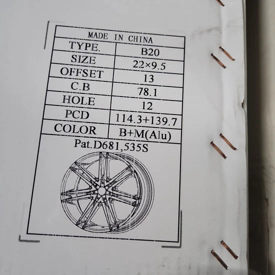 BORGHINI WHEELS B20-M 22X9.5 6X114.3- 6X139.7 B+M
