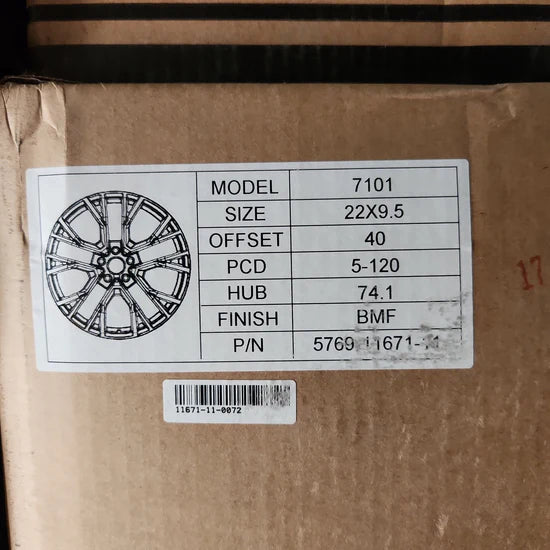 7101 WHEELS 22X9.5 5X120 BLACK MACHINED FACE