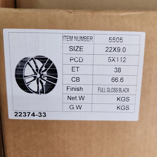 OE-5505 5-SPLIT SPOKE REP 22X9.0 5X112 PIANO BLACK