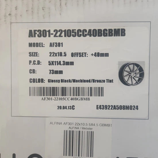 ALFINA AF301 22x10.5 5X4.5 GBMBT