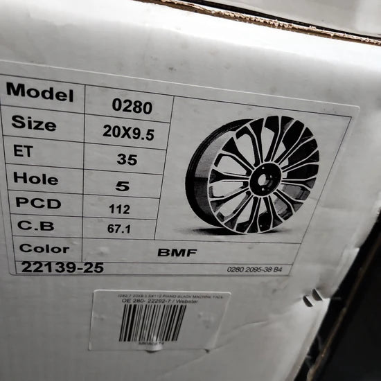 OE 280- 22292-7 WHEELS 20X9.5 5X112 PIANO BLACK MACHINE FACE