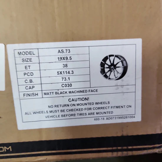 PEGASUS AS73 5x4.5 19x9.5 MATT BLACK MACHINE FACE