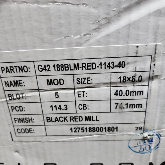 GWG G42 18X8.0 5X4.5 MAT BLACK W / RED FACE