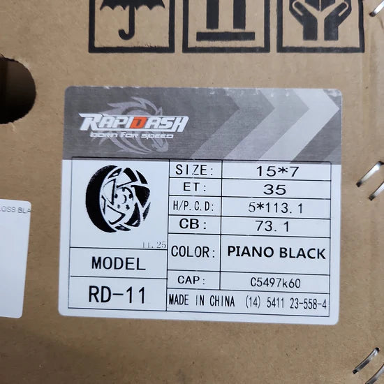 RAPIDASH RD-11 15x7.0 5x112 5x114.3 GLOSS BLACK