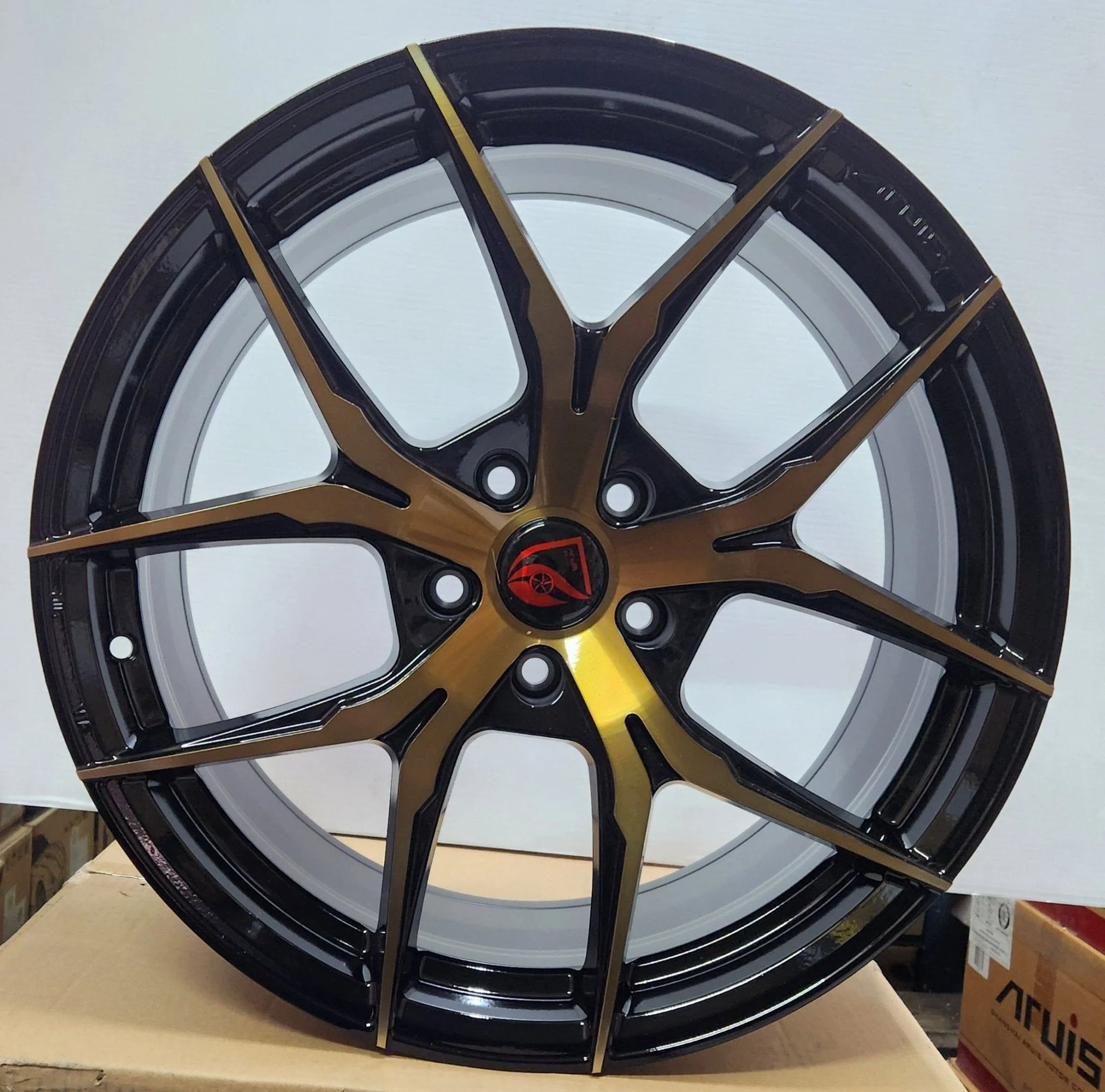AF02 19x8.5 5x4.5 PIANO BLACK W BRONZE FACE