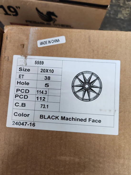 PEGASUS-5559 Si-04 AF-04 20x10 5x112 5x114.3 GLOSS BLACK MACHINE FACE CB73.1 ET38