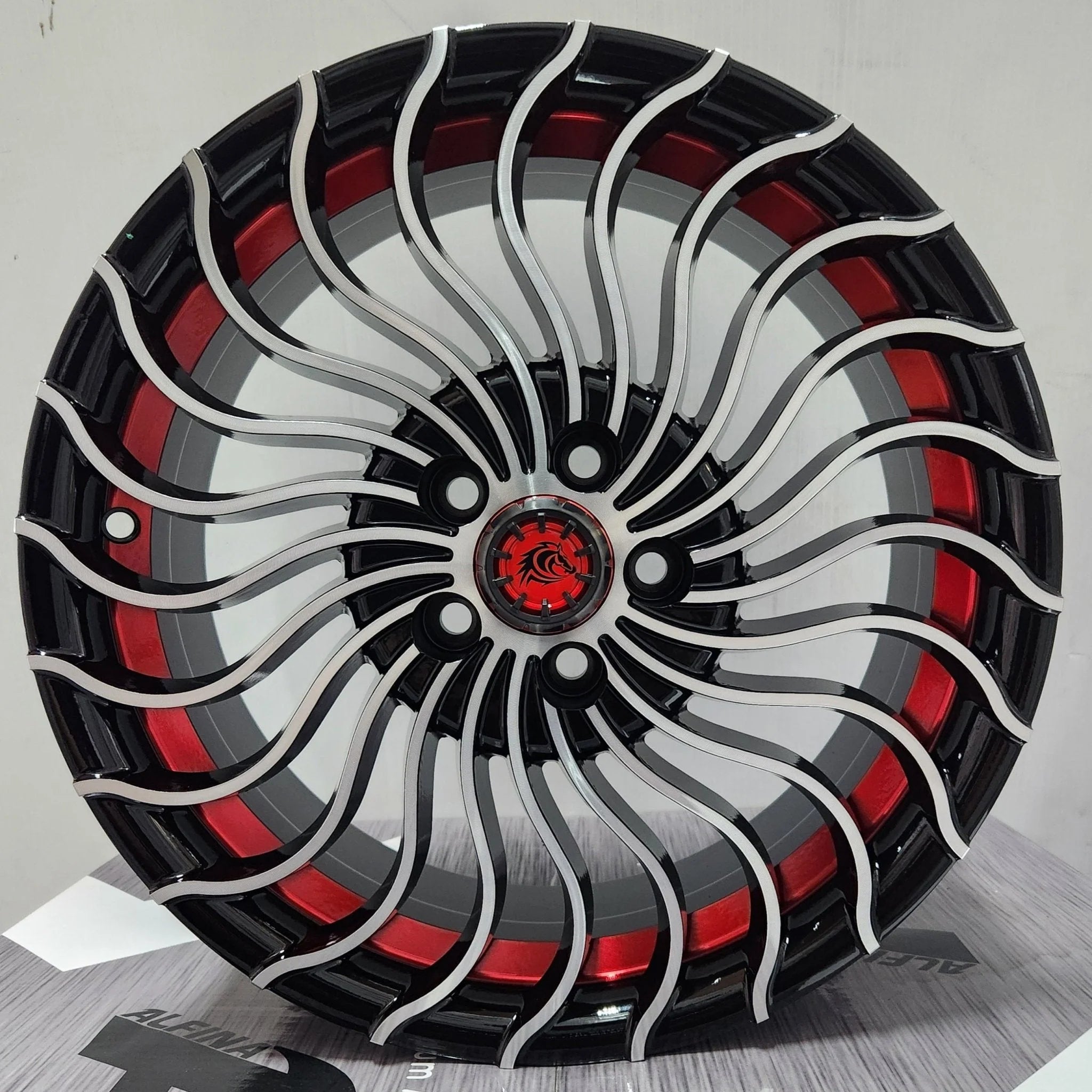 RAPIDASH PW-RD36 16x6.5 5x100 PIANO BLACK MF RED