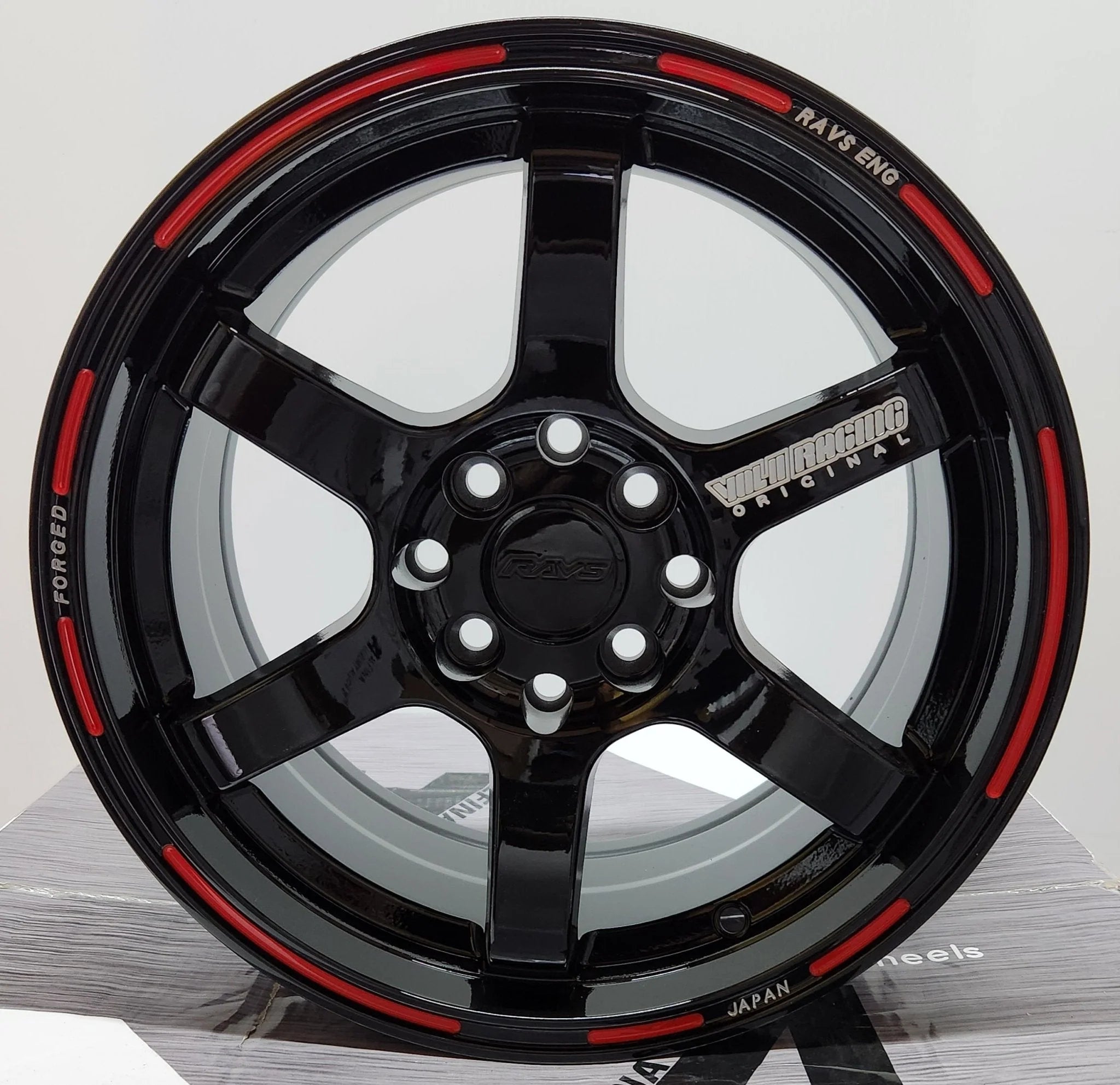 NISOSHI NS231 TE37-REP 15x7.0 4x100 / 4x114.3 GLOSS BLACK RED LIP