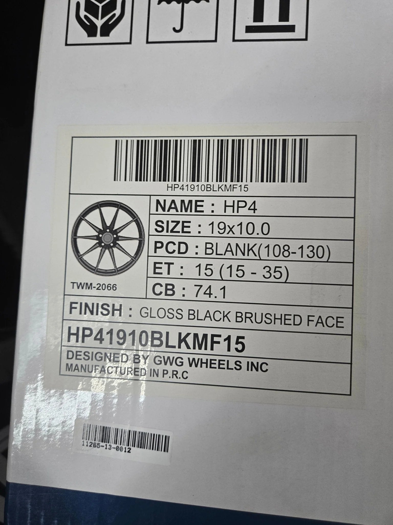 GWG HP4 19x10 Blank GLOSS BLACK MACHINE FACE