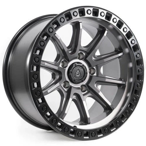 ARENA A103 MISSION 20X9.0 8X180 SATIN GUN METAL CENTER SANTIN BLACK LIP CB124 ET 0MM