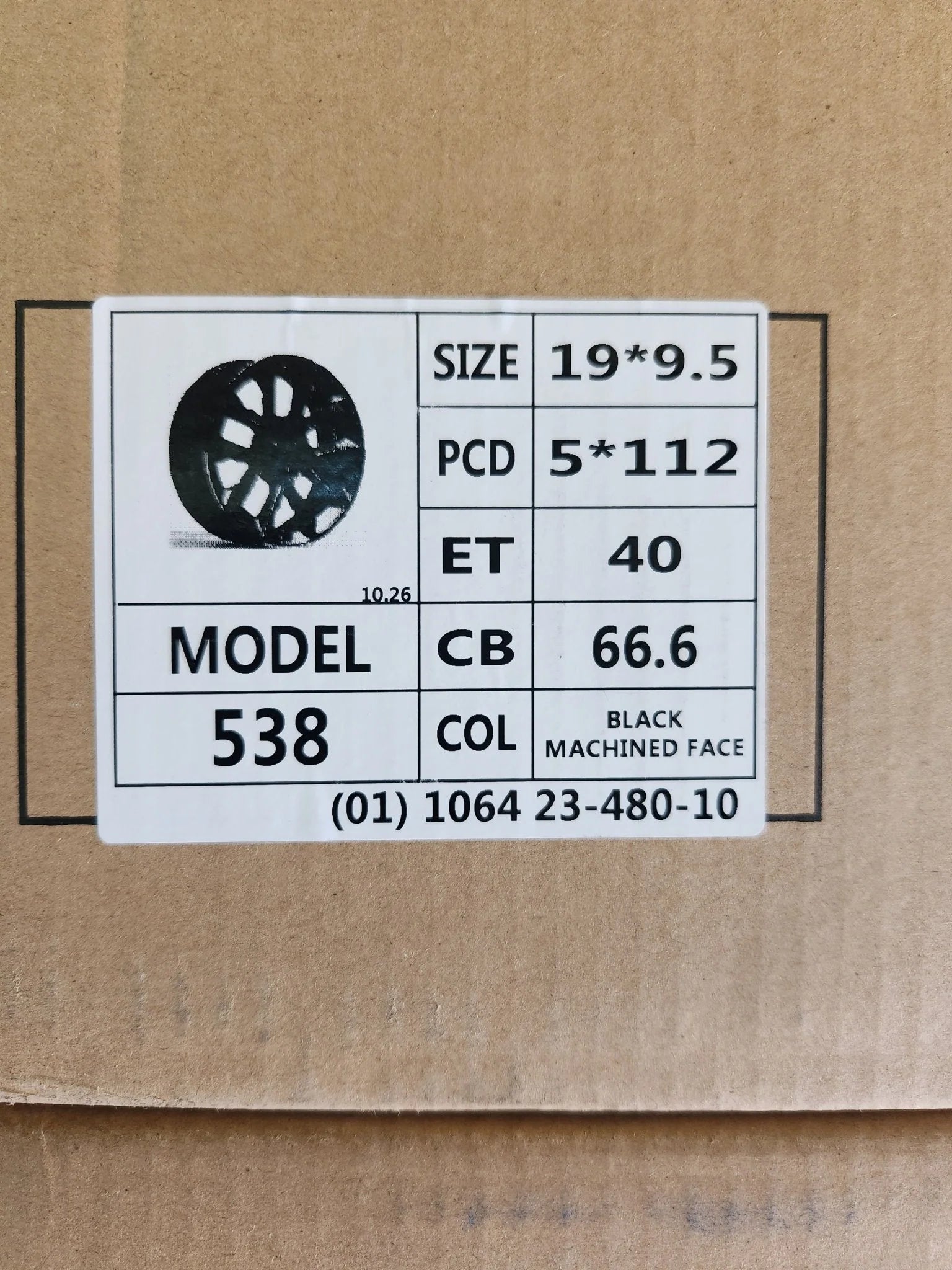 OE-538 909M 19x9.5 GLOSS BLACK MILLED SPOKES