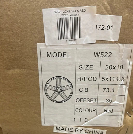 W522 20X10 5X4.5 RED CB73.1 ET35