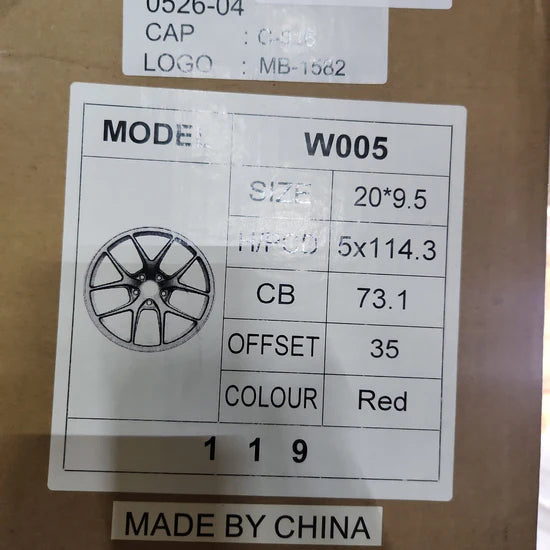 W005 20X9.5 5X114.3 RED