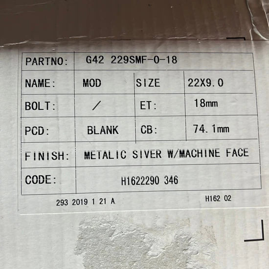 GWG G42 22x9 BLANK METALIC SILVER W MACHINE FACE
