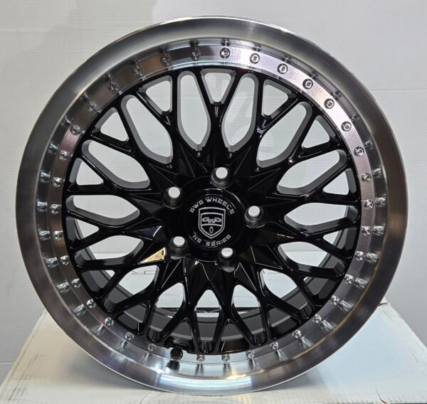 GWG NS5 19×8.5 5×114.3 GLOSS BLACK MACHINED LIP