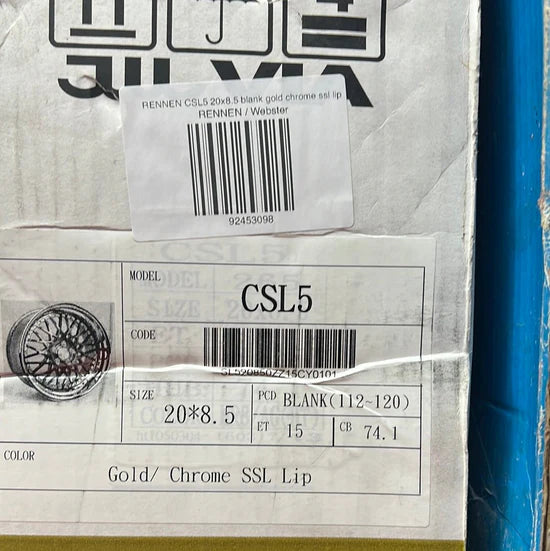 RENNEN CSL5 20x8.5 blank gold chrome ssl lip CB74.1 ET15