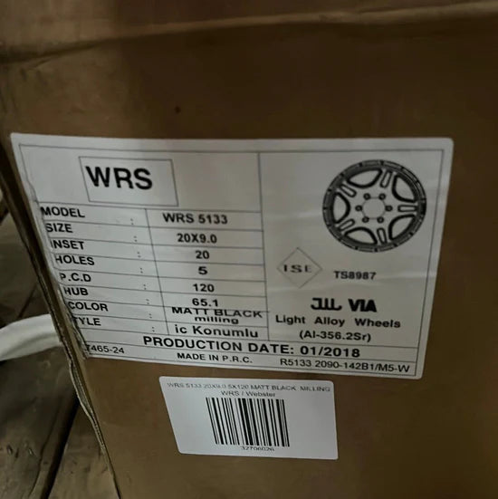 WRS 5133 20X9.0 5X120 MATT BLACK MILLING CB65.1 ET20