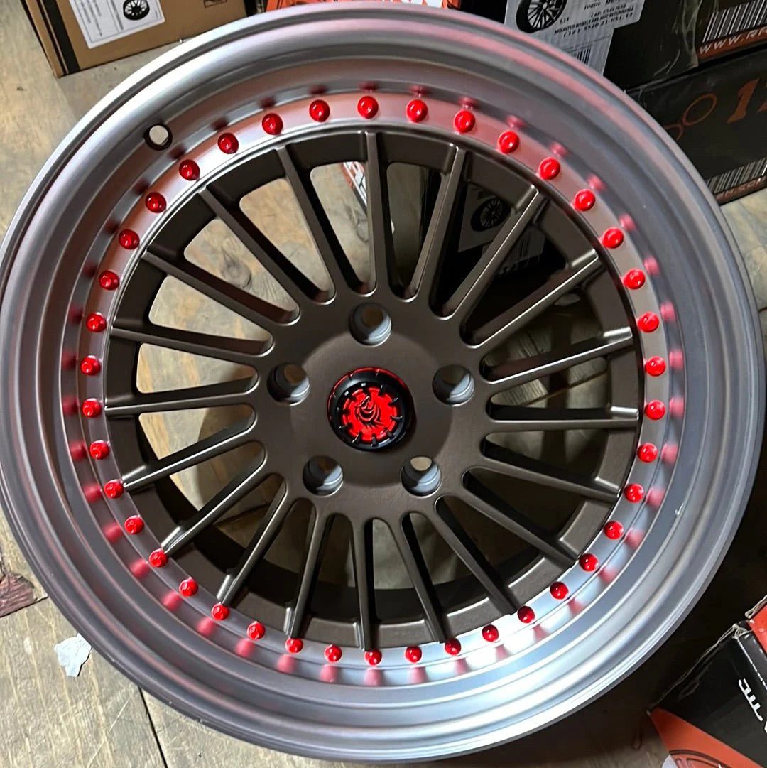 RAPIDASH RD9 18X9 5X120 MATT BRONZE POLISH LIP + RED