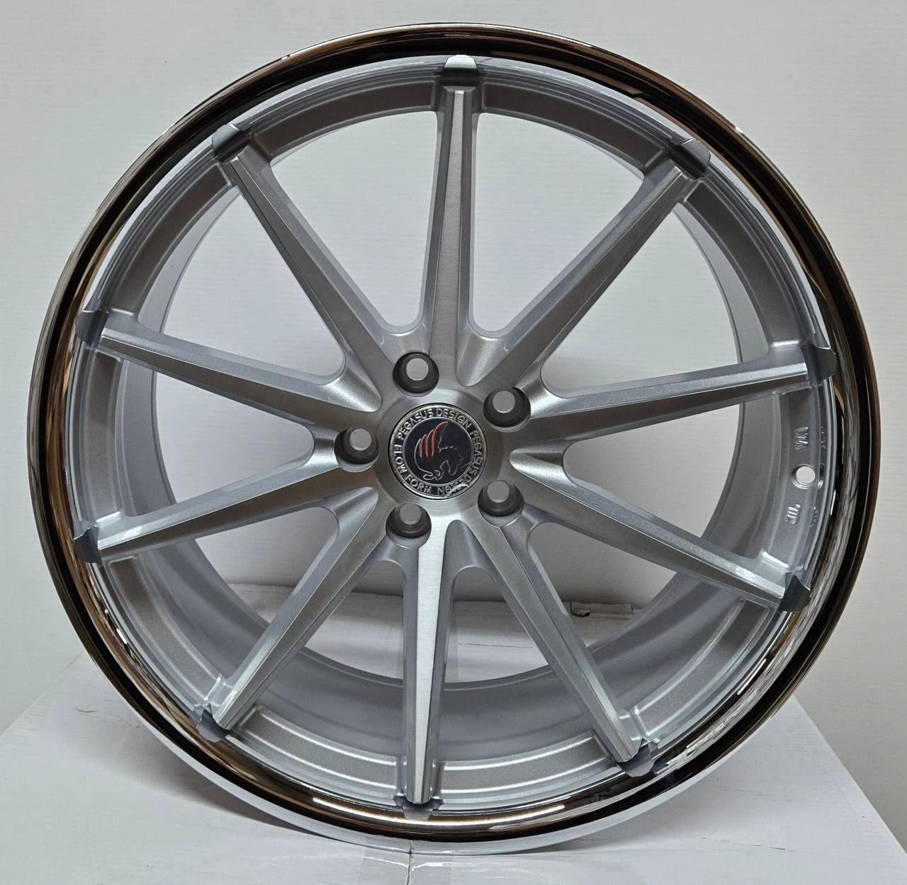 PEGASUS FF53 20x9 5x112 / 5x114.3 BRUSHED SILVER FACE WITH STAILESS STEEL LIP