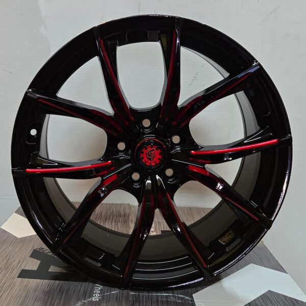 RAPIDASH RD -M109 16X7.0 5X114.3 PIANO BLACK RED MILLING FACE RED