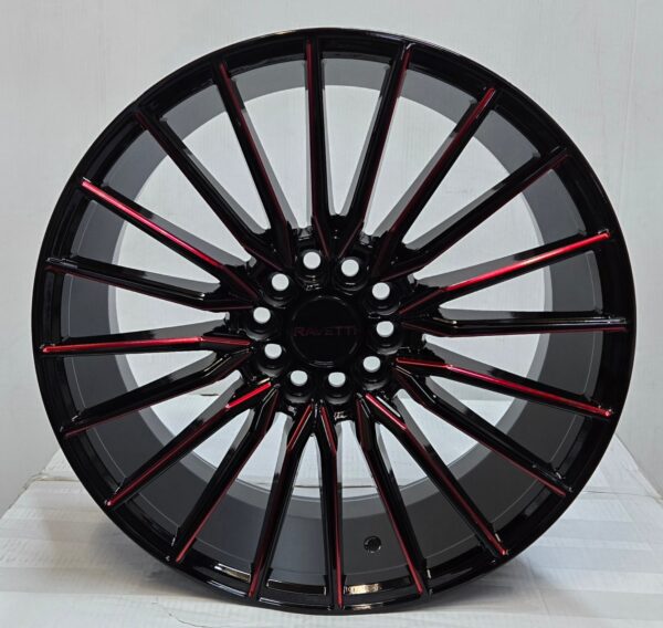 RAV-M18 18X8.0 5X108 5X114.3 BLACK RED MILLED